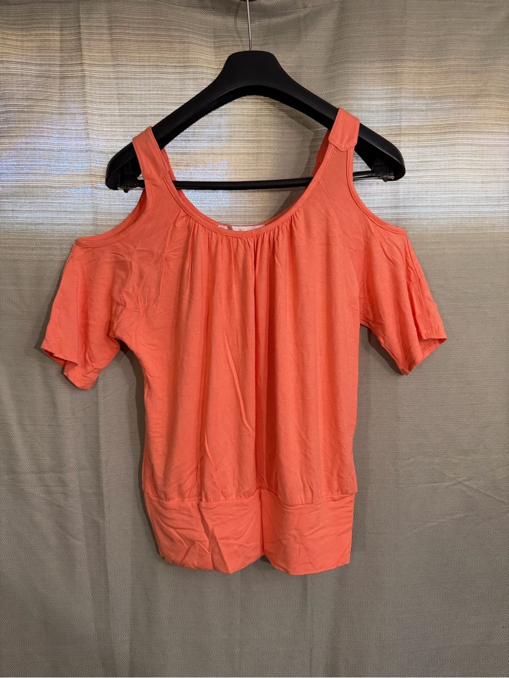 Boston Proper Coral Cold-Shoulder Top